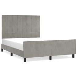 vidaXL Estructura de cama con cabecero terciopelo gris claro 140x190cm