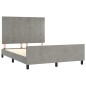 vidaXL Estructura de cama con cabecero terciopelo gris claro 140x190cm vidaXL Estructura de cama con cabecero terciopelo gris claro 140x190cm