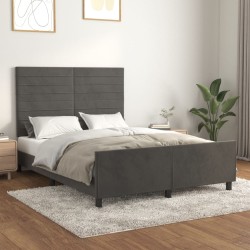 vidaXL Estructura cama con cabecero terciopelo gris oscuro 140x190 cm