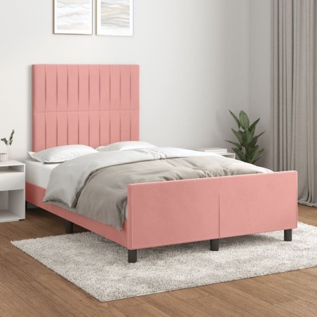 vidaXL Estructura de cama con cabecero de terciopelo rosa 120x200 cm