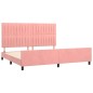 vidaXL Estructura de cama con cabecero de terciopelo rosa 200x200 cm vidaXL Estructura de cama con cabecero de terciopelo rosa 200x200 cm