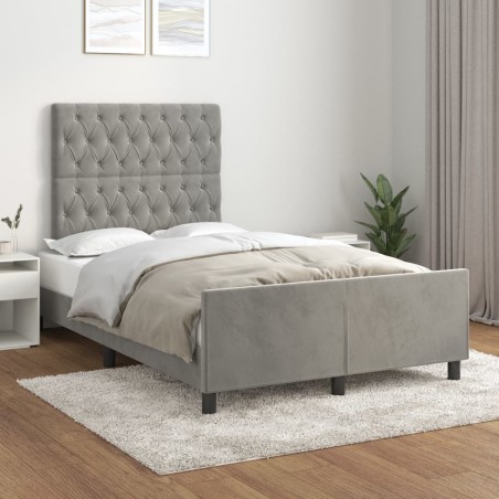 vidaXL Estructura de cama con cabecero terciopelo gris claro 120x200cm