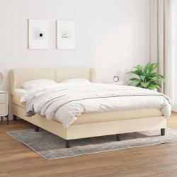 vidaXL Cama box spring con colchón tela color crema 140x190 cm