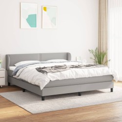 vidaXL Cama box spring con colchón tela gris claro 180x200 cm