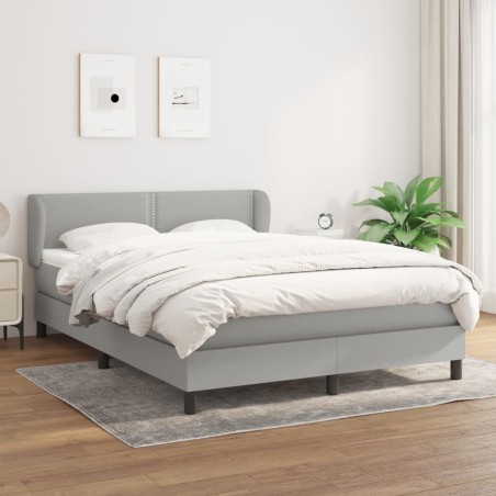 vidaXL Cama box spring con colchón tela gris claro 140x190 cm