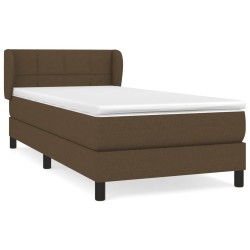 vidaXL Cama box spring con colchón tela marrón oscuro 100x200 cm