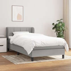 vidaXL Cama box spring con colchón tela gris claro 90x200 cm