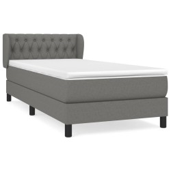 vidaXL Cama box spring con colchón tela gris oscuro 90x190 cm