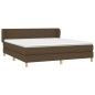 vidaXL Cama box spring con colchón tela marrón oscuro 180x200 cm