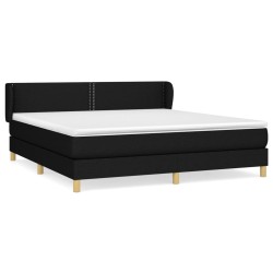 vidaXL Cama box spring con colchón tela negro 160x200 cm