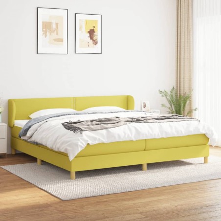 vidaXL Cama box spring con colchón tela verde 200x200 cm