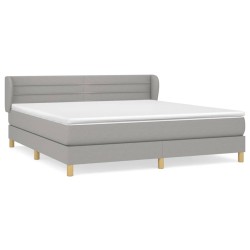 vidaXL Cama box spring con colchón tela gris claro 180x200 cm