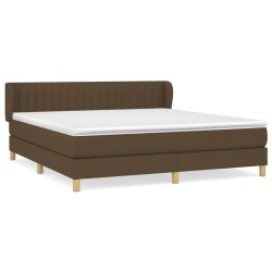 vidaXL Cama box spring con colchón tela marrón oscuro 160x200 cm