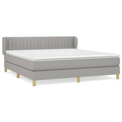 vidaXL Cama box spring con colchón tela gris claro 180x200 cm