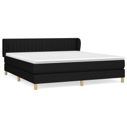 vidaXL Cama box spring con colchón tela negro 180x200 cm