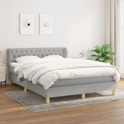 vidaXL Cama box spring con colchón tela gris claro 140x190 cm