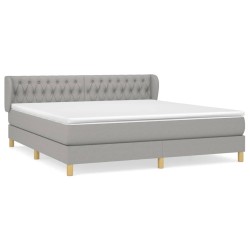 vidaXL Cama box spring con colchón tela gris claro 180x200 cm
