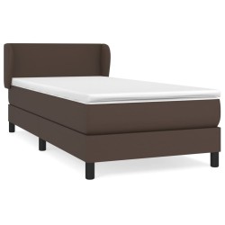 vidaXL Cama box spring con colchón cuero sintético marrón 90x200 cm
