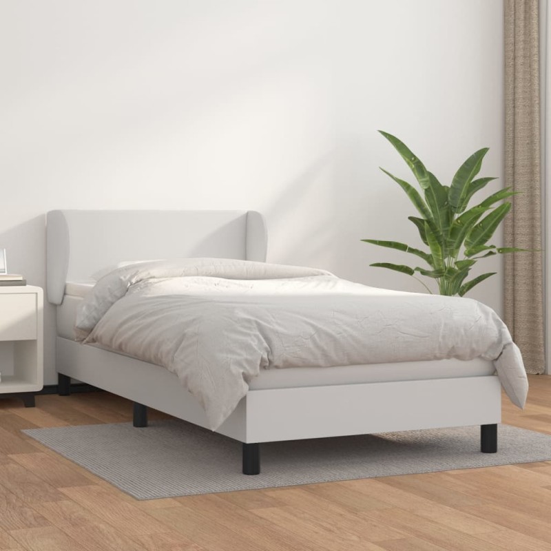 vidaXL Cama box spring con colchón cuero sintético blanco 90x190 cm vidaXL Cama box spring con colchón cuero sintético blanco 90x190 cm
