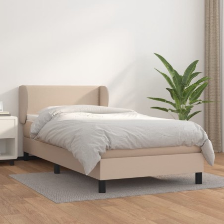 vidaXL Cama box spring con colchón cuero sintético capuchino 80x200 cm