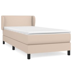 vidaXL Cama box spring con colchón cuero sintético capuchino 80x200 cm