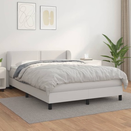vidaXL Cama box spring con colchón cuero sintético blanco 140x190 cm