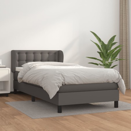 vidaXL Cama box spring con colchón cuero sintético gris 80x200 cm