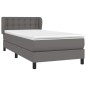 vidaXL Cama box spring con colchón cuero sintético gris 80x200 cm vidaXL Cama box spring con colchón cuero sintético gris 80x200 cm