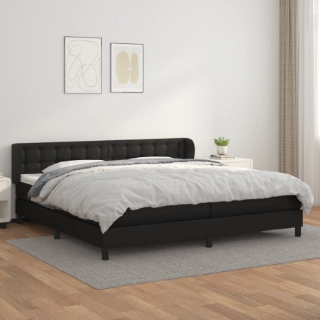 vidaXL Cama box spring con colchón cuero sintético negro 200x200 cm