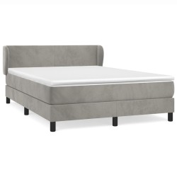 vidaXL Cama box spring con colchón terciopelo gris claro 140x200 cm