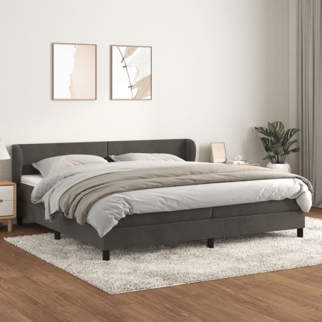 vidaXL Cama box spring con colchón terciopelo gris oscuro 200x200 cm