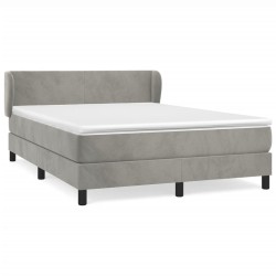 vidaXL Cama box spring con colchón terciopelo gris claro 140x190 cm