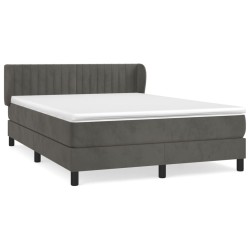 vidaXL Cama box spring con colchón terciopelo gris oscuro 140x190 cm