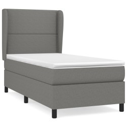 vidaXL Cama box spring con colchón tela gris oscuro 90x200 cm
