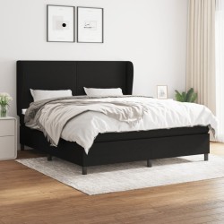 vidaXL Cama box spring con colchón tela negro 180x200 cm