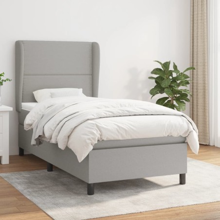 vidaXL Cama box spring con colchón tela gris claro 80x200 cm