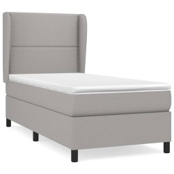 vidaXL Cama box spring con colchón tela gris claro 80x200 cm