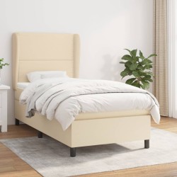 vidaXL Cama box spring con colchón tela color crema 80x200 cm