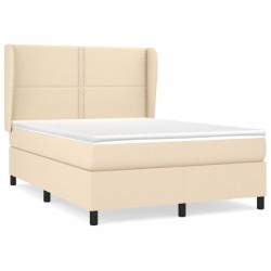 vidaXL Cama box spring con colchón tela color crema 140x190 cm