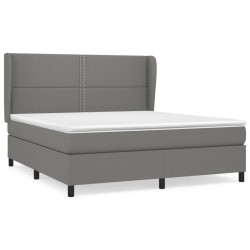 vidaXL Cama box spring con colchón tela gris oscuro 160x200 cm