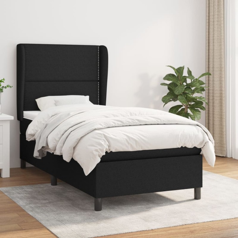 vidaXL Cama box spring con colchón tela negro 100x200 cm vidaXL Cama box spring con colchón tela negro 100x200 cm