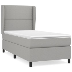 vidaXL Cama box spring con colchón tela gris claro 100x200 cm