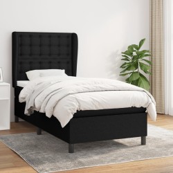 vidaXL Cama box spring con colchón tela negro 100x200 cm