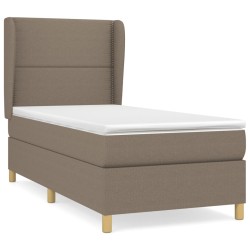 vidaXL Cama box spring con colchón tela gris taupe 90x200 cm