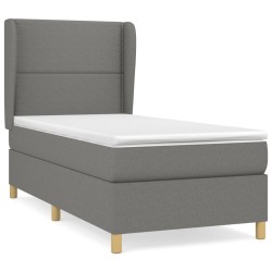 vidaXL Cama box spring con colchón tela gris oscuro 100x200 cm