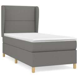 vidaXL Cama box spring con colchón tela gris oscuro 80x200 cm