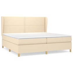 vidaXL Cama box spring con colchón tela color crema 200x200 cm
