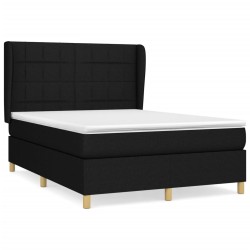 vidaXL Cama box spring con colchón tela negro 140x190 cm