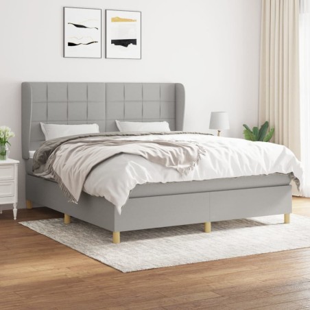vidaXL Cama box spring con colchón tela gris claro 160x200 cm