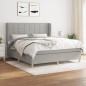vidaXL Cama box spring con colchón tela gris claro 160x200 cm vidaXL Cama box spring con colchón tela gris claro 160x200 cm